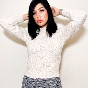 Boucle Knit Soft Cuddly Cream Turtleneck Sweater